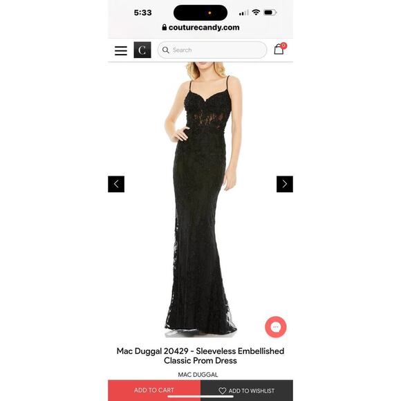 Mac Duggal Embellished Sleeveless Illusion Bodice Gown Black Size 6 NWT - Picture 4 of 13